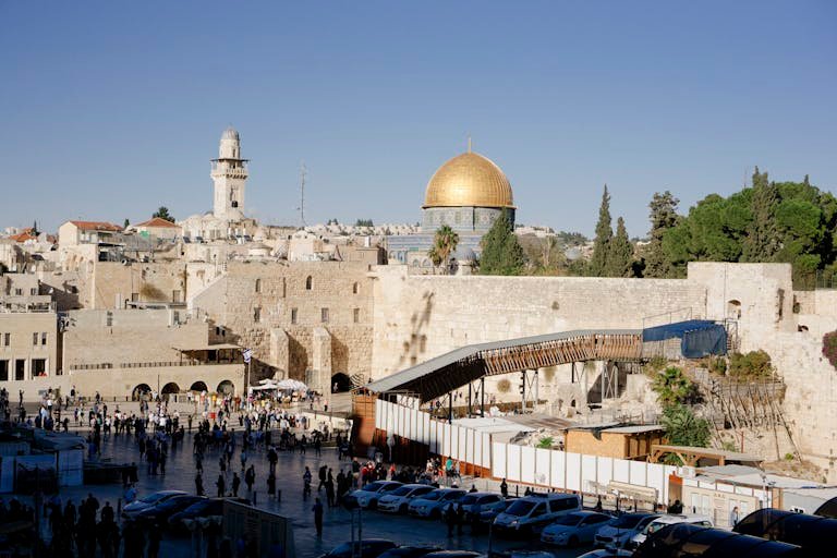 Majestic view of the Dome of the Rock and Western Wall in Jerusalem, Israel.