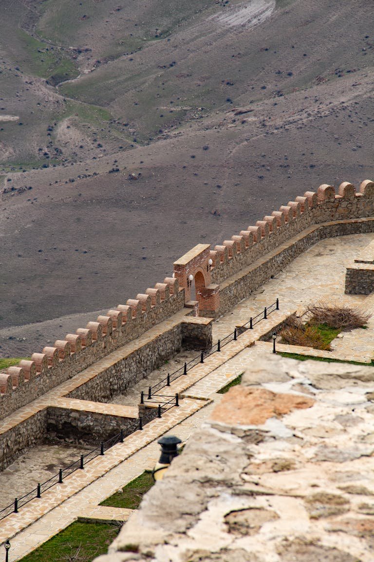 Explore the majestic Alinja Tower in Nakhchivan with this stunning high angle view image.